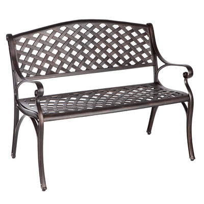 Patioflare Outdoor Living Space Cast Aluminum Patio Bench with Bronze Finish