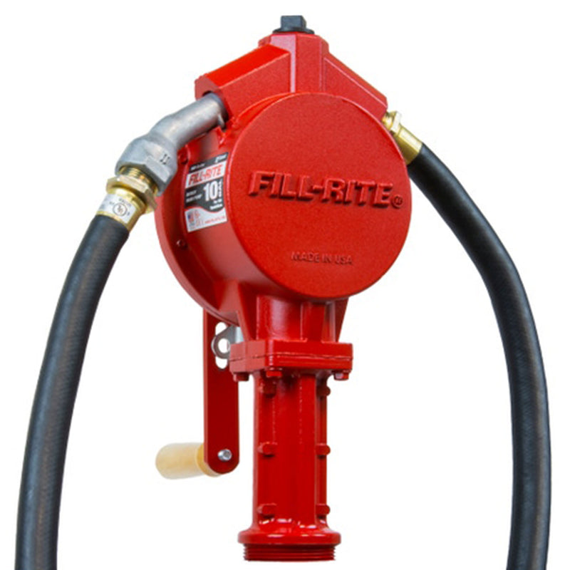Fill-Rite FR112 Fuel Transfer Rotary Hand Pump with with Hose and Suction Pipe