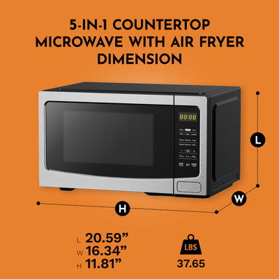 Black and Decker 5-In-1 Countertop Microwave with Air Fryer, Stainless Steel