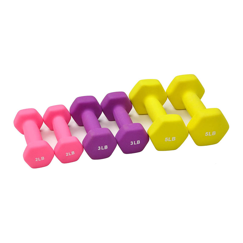 Sporzon! Neoprene Coated 3 Pairs Metal Handheld Dumbbell Weight Set w/ Stand