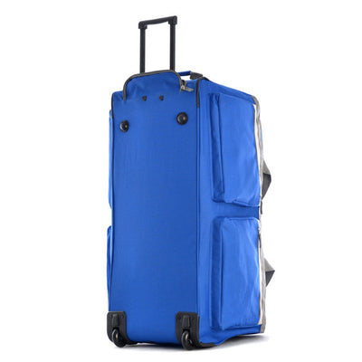 Olympia 29 Inch 8 Pocket U Shape Rolling Duffel Bag w/ Retractable Handle, Blue