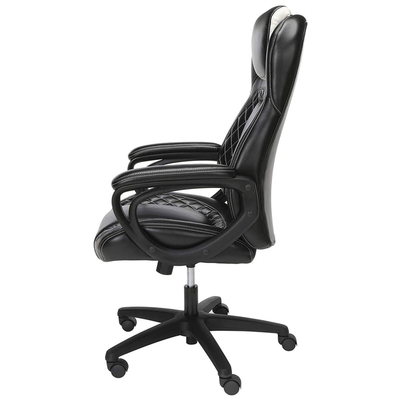 OFM ESS Collection Racing Style Leather High Back Office Chair, White (Open Box)