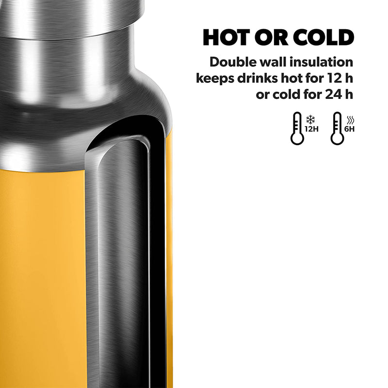 Dometic THRM48 16 Ounce Stainless Steel Insulated Thermo Bottle, Mango Yellow