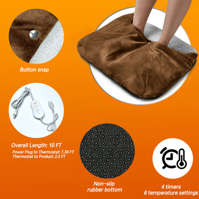 nalax Foot Warmer Electric Heating Pad with 6 Settings and 2 Hour Auto Shutoff