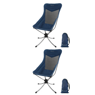 Lightspeed Portable Swivel Lightweight 360 Degree Outdoor Chair, Blue (2 Pack)