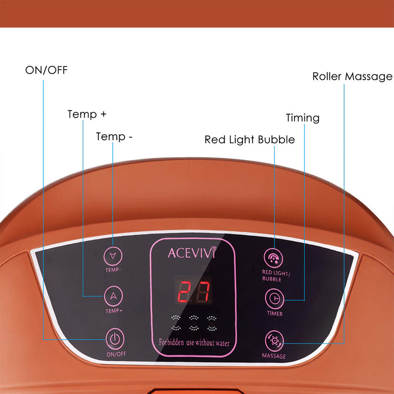 ACEVIVI Multi Mode Home Heated Massaging Foot Spa Bath with Maize Roller, Brown