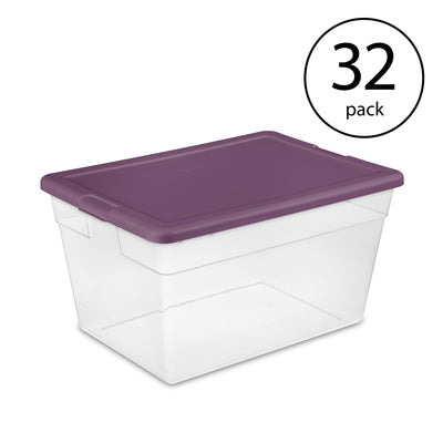 Sterilite Stackable 56 Qt Storage Tote Organizing Containers with Lid, (32 Pack)