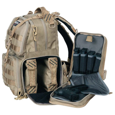 GPS Tactical Range Nylon Backpack with Triple Stitched Molle Webbing, Khaki Tan