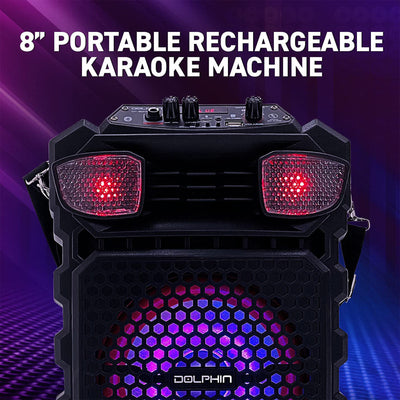 Dolphin Portable Outside Speaker Karaoke Machine w/ Microphone & Shoulder Strap