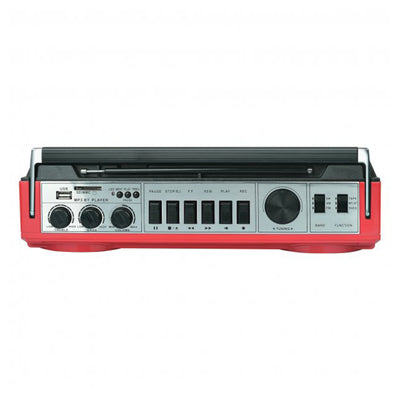 AudioBox RXC-25BT Retrobox Speaker System w/ Bluetooth and Cassette Player, Red