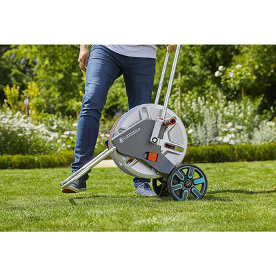 Gardena CleverRoll Durable Metal Frame Frost Proof Portable M Hose Trolley Cart