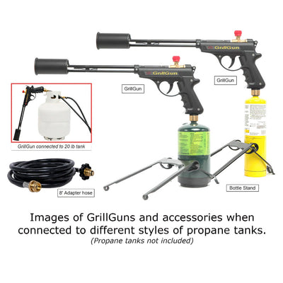 GrillBlazer GrillGun Handheld Blowtorch Charcoal Starter Set w/ Stand and Hose