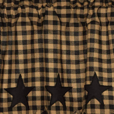 VHC Brands Mayflower Market Black Star Scalloped Swag Set, Raven/Khaki, 2 Panels