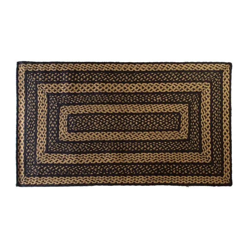 VHC Brands Farmhouse Jute 27 x 48 Inch Country Rectangular Rug, Black and Tan