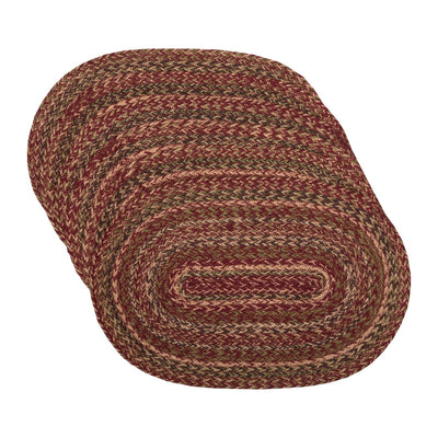 VHC Brands Cider Mill Jute Oval Kitchen Table Placemats, Burgundy, Set of 6