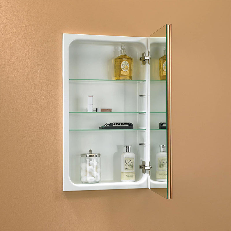 Jensen 15 Inch x 25 Inch Framed Mirrored Recessed Wall Hampton Medicine Cabinet