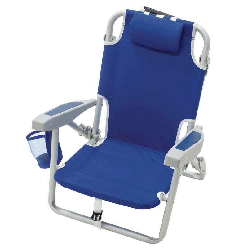 RIO Brands Kids 5 Position Portable Folding Backpack Beach Chair, Ocean Blue