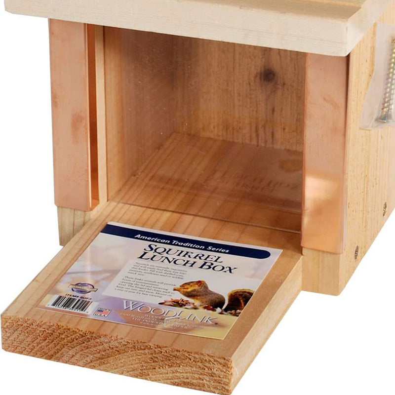 Woodlink Handcrafted Natural Squirrel and Chipmunk Munch Box Feeder w/ Hinge Lid