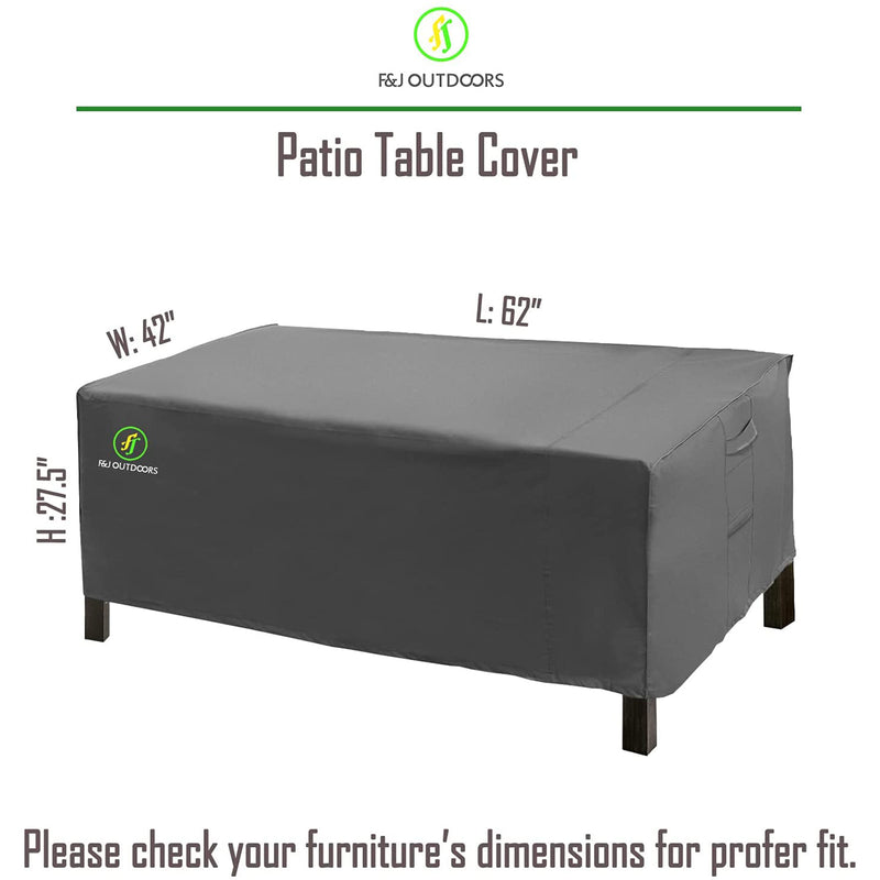 F&J Outdoors Patio Table Waterproof Outdoor Grey Cover, 62 x 42 x 27.5 Inches
