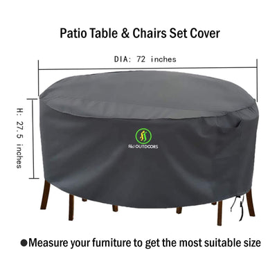 F&J Outdoors Waterproof Outdoor Round Patio Furniture Cover, 72 W x 27.5 H In