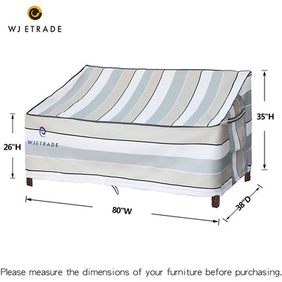 WJ-X3 Patio Sofa Couch Waterproof Outdoor Striped Cover, 80 x 38 x 35 Inches