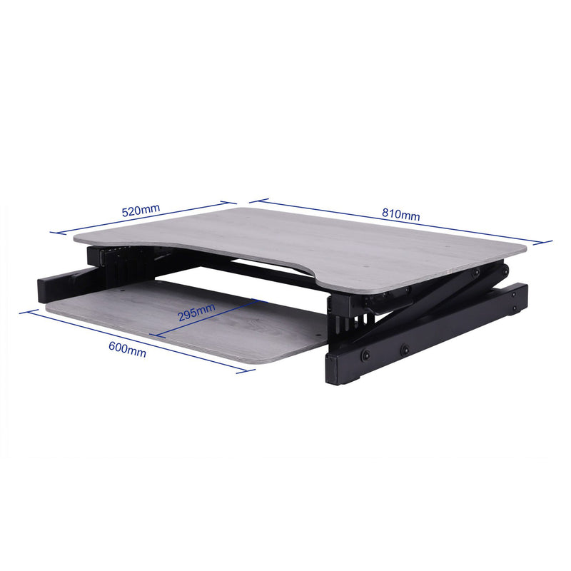 Rocelco Adjustable Standing Desk Converter with Retractable Keyboard Tray, Grey