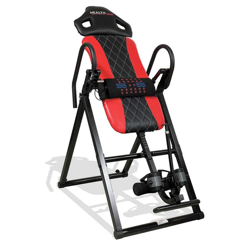 Health Gear 4.4 Advanced Heat & Vibration Massage Inversion Table, Red/Black