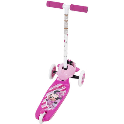 Huffy Kids Ages 3+ Minnie Mouse 3 Wheel Tilt N Turn Steel Outdoor Scooter, Pink