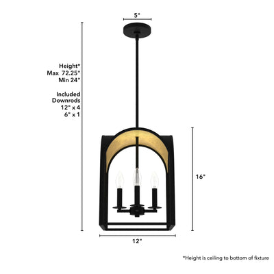 Hunter Fan Company Dukestown 4 Light Hanging Pendant Light Fixture, Natural Iron