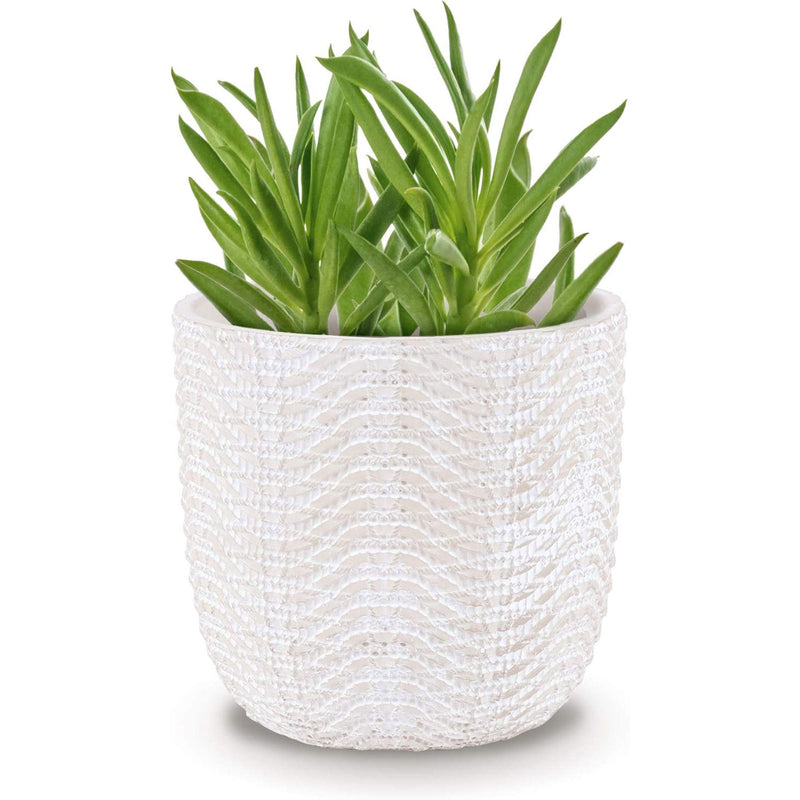 Inspirella 5.3 Inch Ceramic Plant Pots with Drainage Holes, Ocean Waves (3 Pack)