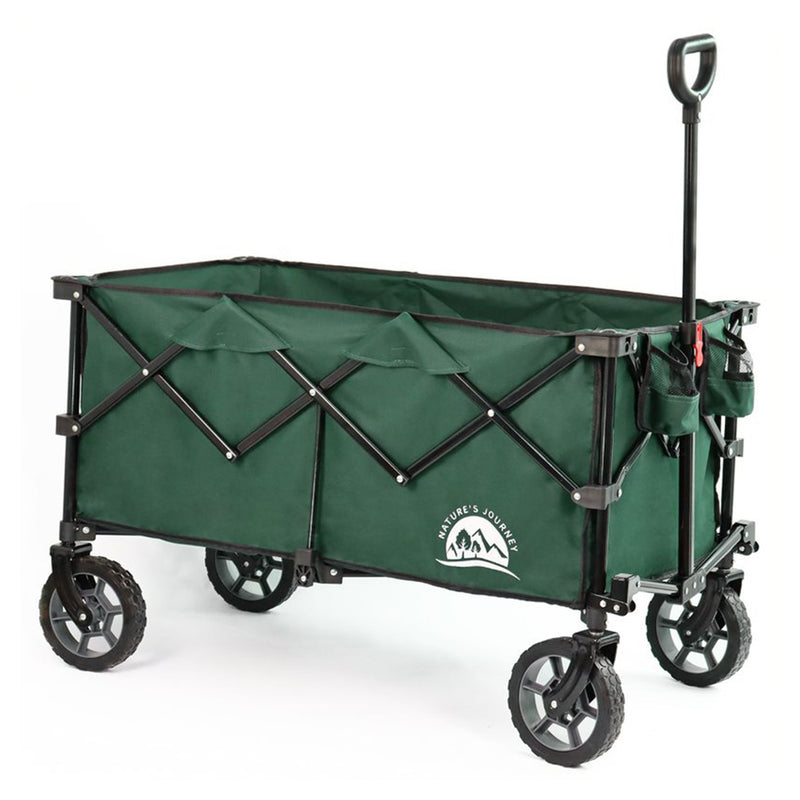 Maxwell Outdoors Collapsible Folding Camping Wagon w/ More Silence Wheels, Green
