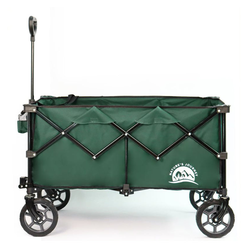Maxwell Outdoors Collapsible Folding Camping Wagon w/ More Silence Wheels, Green