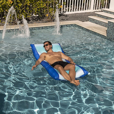 Big Joe Mesh Kona Outdoor Beanbag Water Float for Pools Only, Faded Stripe Aqua