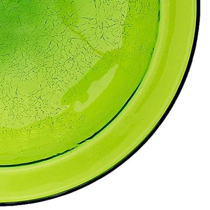 Achla Designs 12 Inch Crackle Glass Bowl and Birdbath Yard Decoration, Green