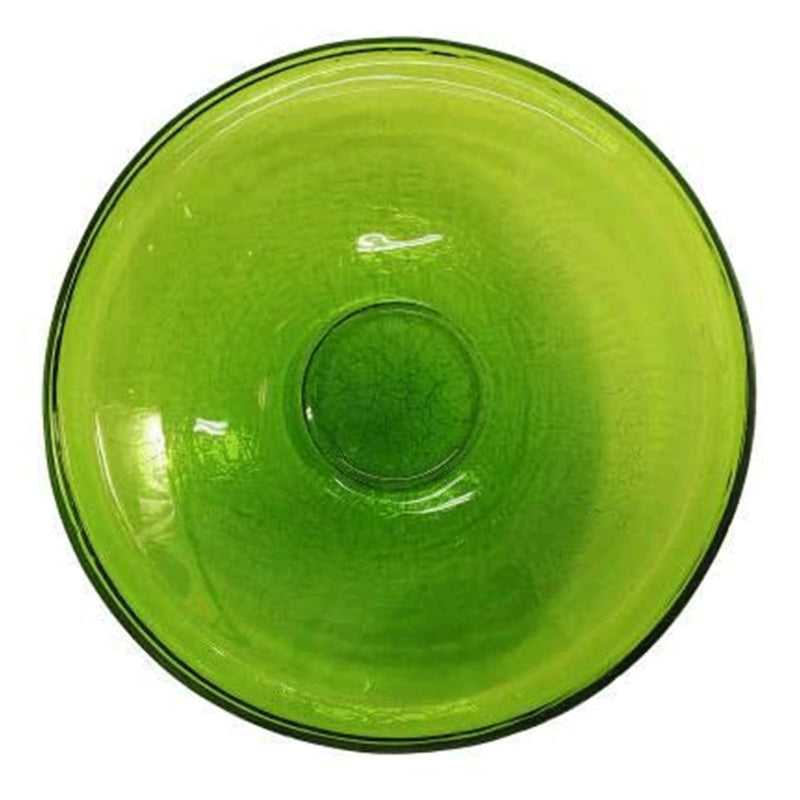 Achla Designs 14 Inch Crackle Glass Bowl and Birdbath Decoration w/ Stand, Green