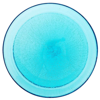 Achla Designs 12 Inch Hand Blown Crackle Glass Birdbath with Stake, Turquoise