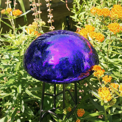 Achla Designs Crackle Glass Garden Toadstool Gazing Ball, 9 Inch, Cobalt Blue
