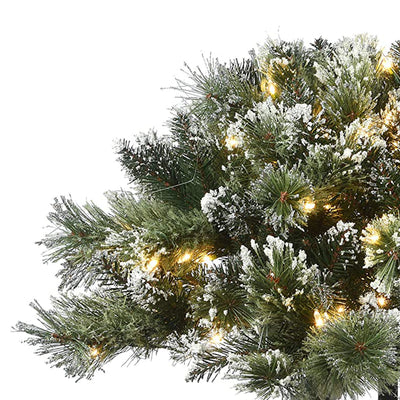 National Tree Company Glittery Bristle Pine 36" Urn Filler, Pinecones LED Lights