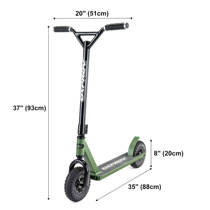 Osprey All Terrain Adult Dirt Trail Scooter with Chunky Off Road Tires, Green