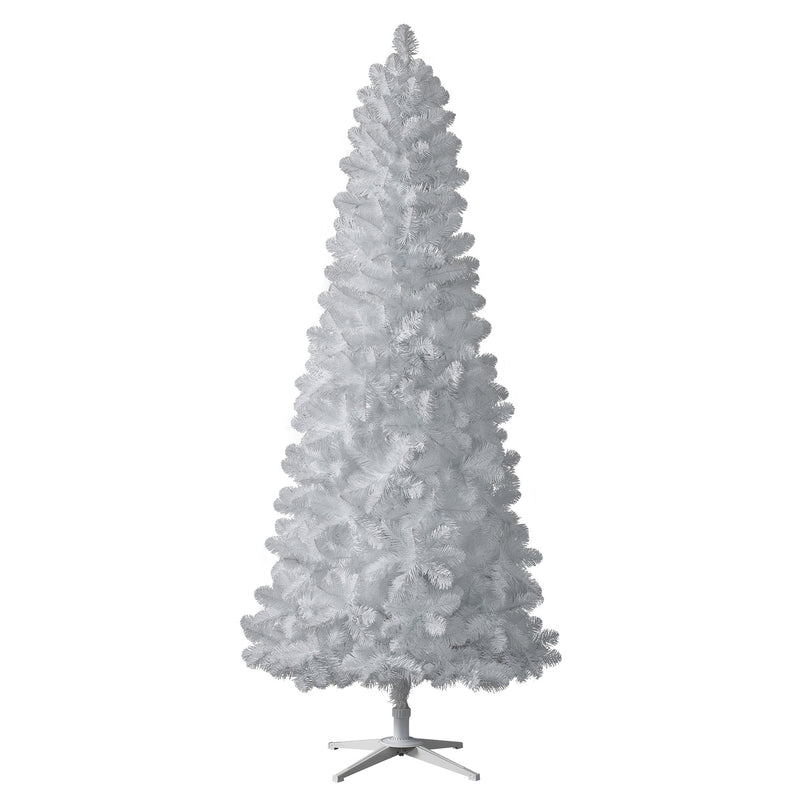 All Snowed In White 8 Ft Artificial Prelit Slim Christmas Tree w/Stand (Used)