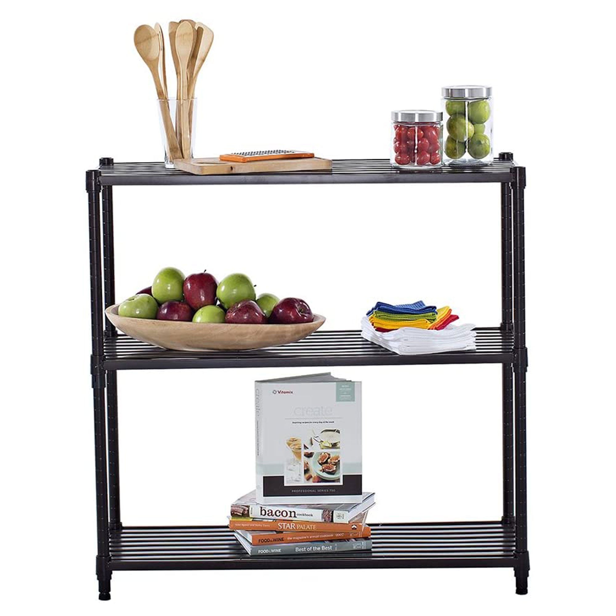 TRINITY EcoStorage 3 Tier Adjustable Flat Slat Wire Shelving, Dark Bronze - VMInnovations