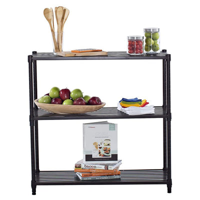 TRINITY EcoStorage 3 Tier Adjustable Flat Slat Wire Shelving, Dark Bronze - VMInnovations