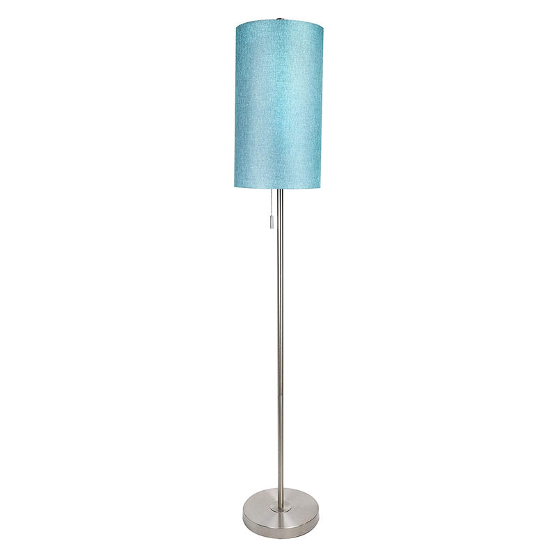 Grandview Gallery 62 In 60W Floor Lamp w/ Turquoise Linen Shade, Brush Nickel