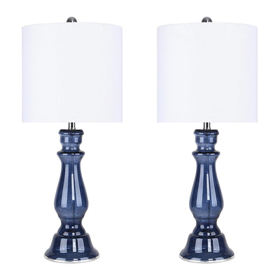 Grandview Gallery 25 Inch Modern Baluster Table Lamp, Sapphire Blue (Set of 2)