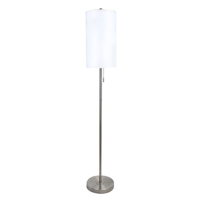 Grandview Gallery 62 In 60W Slim Floor Lamp w/ White Linen Shade, Brushed Nickel