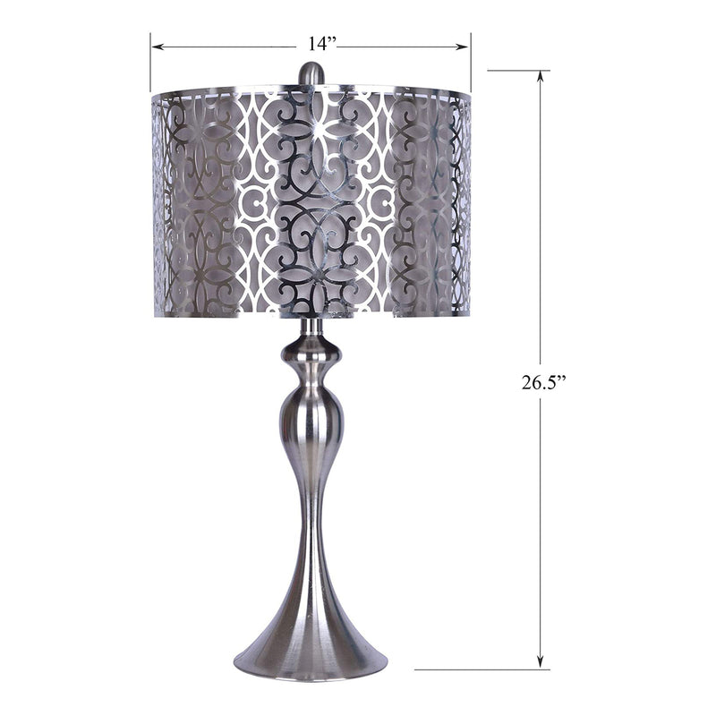 Grandview Gallery 26.5 Inch Tall Modern Table Lamps, Grey Fabric (Set of 2)