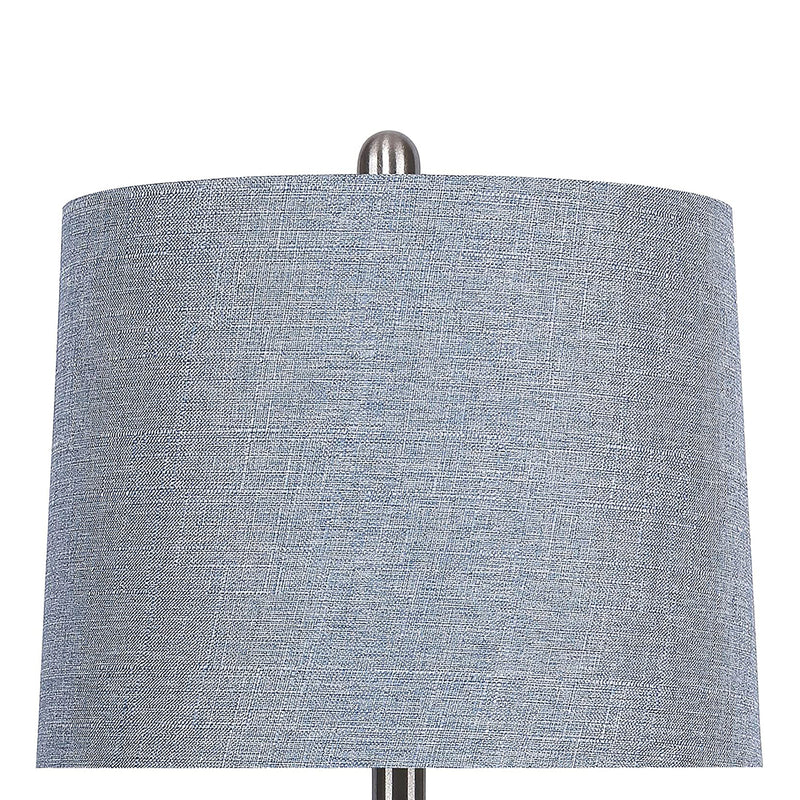 Grandview Gallery Brushed Nickel Accent Lamps with Linen Drum Shades, Set of 2