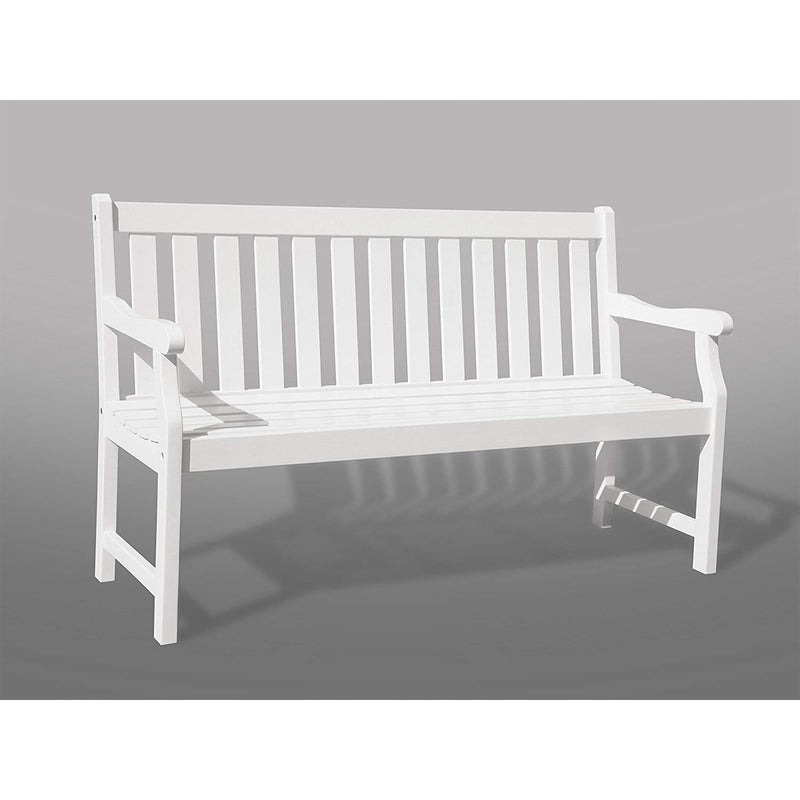 VIFAH Atlantic Painted 5 Foot Acacia Wooden 3 Seater Outdoor Bench, Baltic White