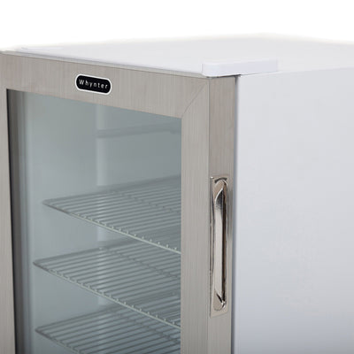 Whynter 90 Can 3 Adjustable Shelf Locking Glass Front Drink Refrigerator, White
