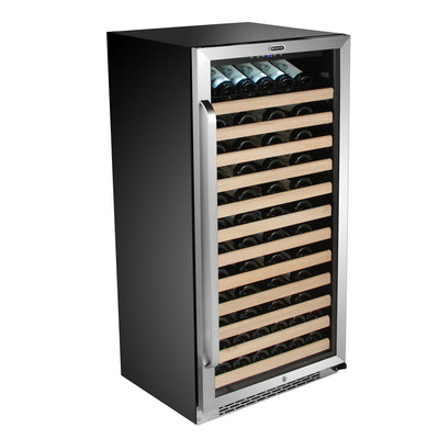 Whynter 100 Bottle 12 Shelf Lockable Built In Wine Refrigerator, Stainless Steel